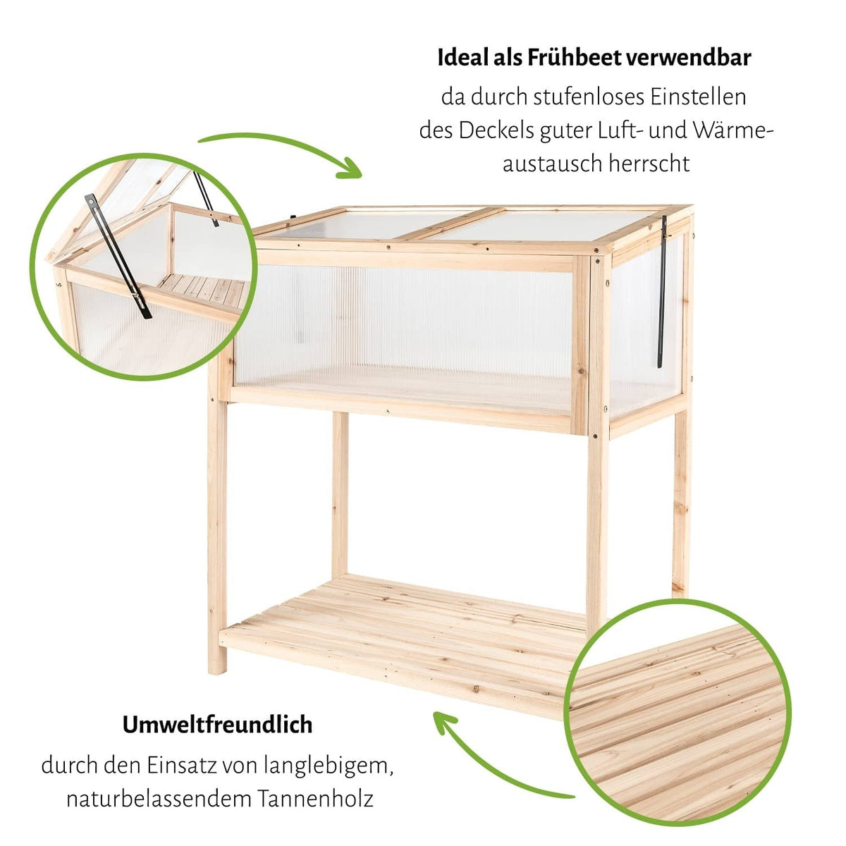 Hochbeet 49 x 90 x 95 / 103 cm - Naturholz