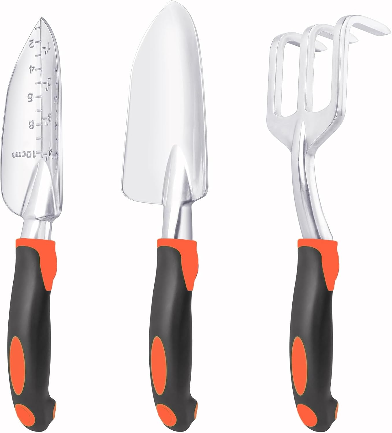3-teiliges Gartenwerkzeug-Set aus Aluminiumlegierung, Gartenschaufel, Pflanzkelle und Handrechen für Pflanzen, Umpflanzen und Bodenpflege